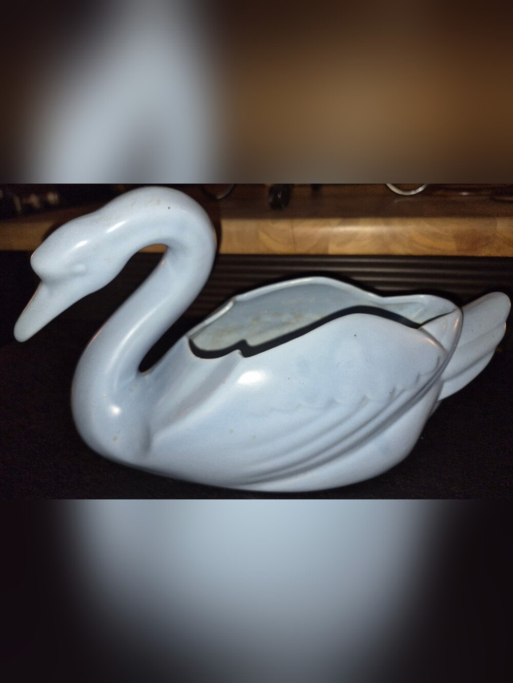 Vintage Bauer LA Cal-Art Pottery Swan Planter, Baby Blue